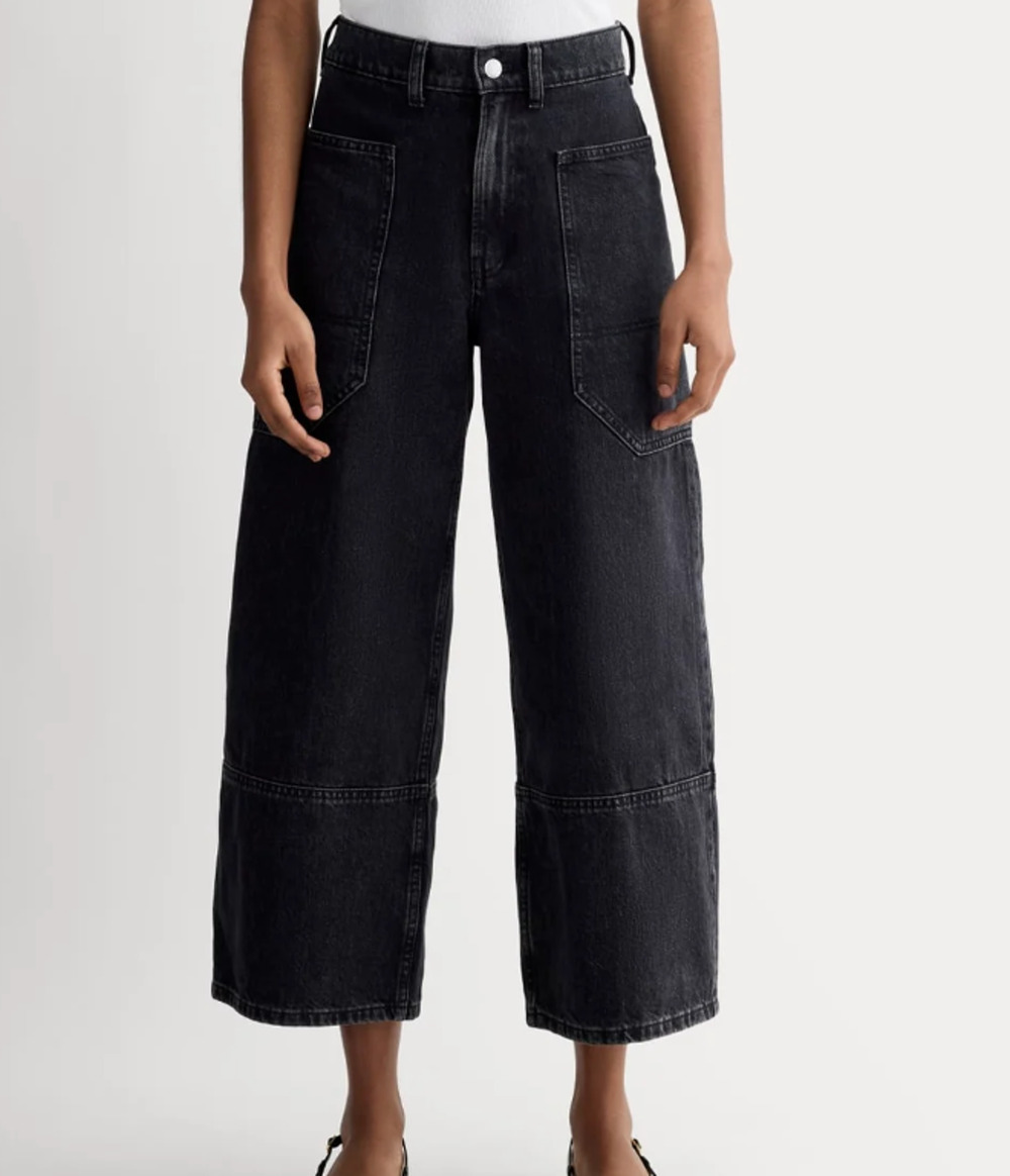 NWT Everlane Way-High Gardener Jeans Black High Rise Barrel Leg Sz 24R Utility
